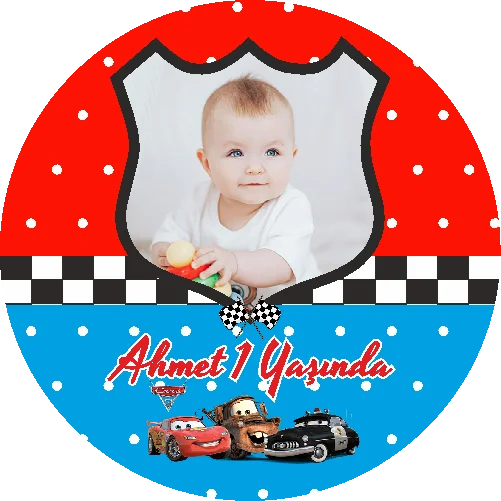 Şimşek Mcqueen Temalı Yuvarlak Açacak Magneti